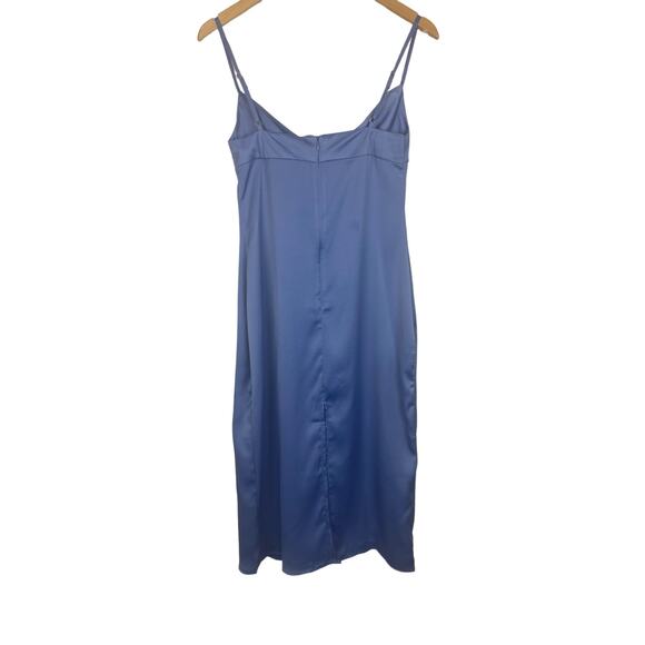 WeWoreWhat Cowl Midi Satin Charmeuse Slate Blue Slip Dress NEW Size 2 - Picture 3 of 9